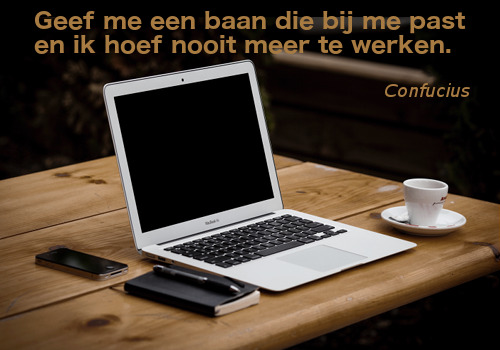 Geef me een baan die bij me past en ik hoef nooit meer te werken. ~Confucius